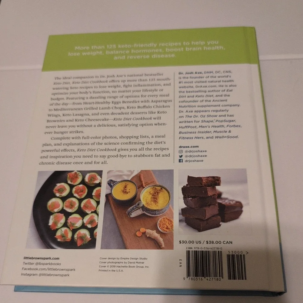 Keto Diet Cookbook Dr Josh Axe Hardcover 2019 Weight Loss Health 9780316427180